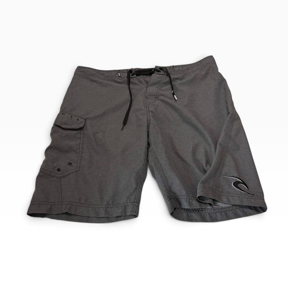 Rip Curl Mens 36 Board Shorts Gray Heather Cargo Pocket Surf Swim Trunks 10"7
